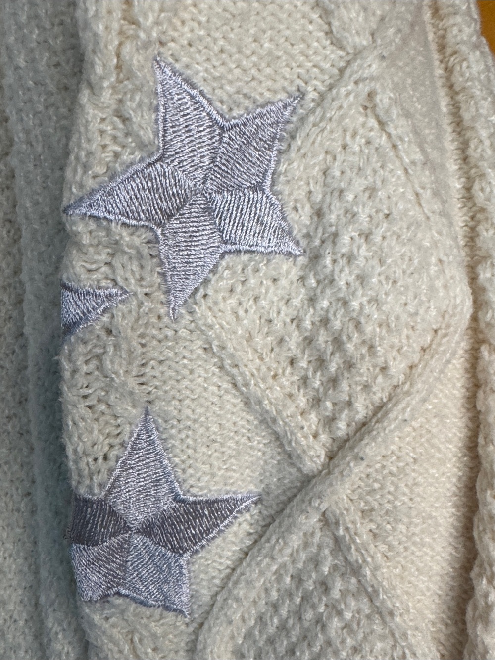 Taylor Swift Folklore Cream Cable Knit Cardigan with Navy Trim - Picture 8 of 9
